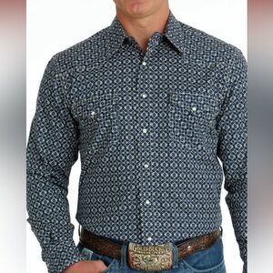 NWT Cinch Men's Navy Modern Fit Western Shirt